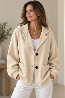 Nalina – Übergröße-Kapuzen Jacke Aus Cord – Beige