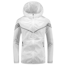 Wasserdichte Herrenjacke mit Kapuze, Taschen und Reißverschluss – Thiago – Weiß