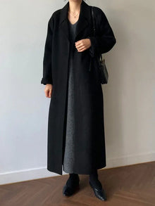 Payper | Langer Wollmantel für Damen – Schwarz
