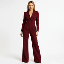 Bettina | Damen Eleganter Jumpsuit V-Ausschnitt Weite Beine – Jumpsuit Elegant 2026 – Rot
