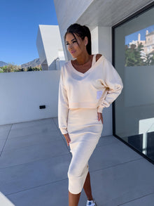 Andrea™ - Lässiges Sweatshirt und Kleid Set – Creme