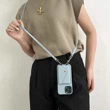 Lederne Crossbody-Handyhülle - Urban Chic – Hellblau