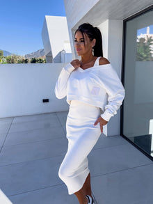 Imelda | Lässiges Sweatshirt- und Kleid-Set – Weiß