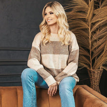Gestreifter Strickpullover | Oversized Look | Weiches Material – Beige