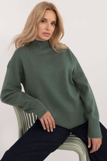 Klassischer Feinstrickpullover | Hoher Kragen | Legerer Schnitt – Grün