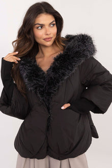Steppjacke mit Kunstfell | Weite Passform | Warmer Komfort – Schwarz