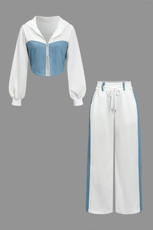 Hope | Sportliches Zweiteiler-Set mit Denim-Details – Weiß