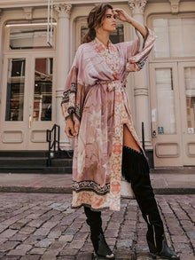 Modischer Kimono mit Blumenprint – Rosa