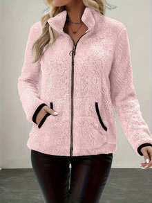 Galiena – Fuzzy-jacke MIT Langen Ärmeln Und Reißverschluss – Rosa