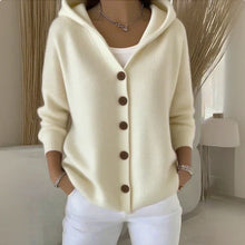 Felicia | Strickcardigan mit Kapuze – Beige