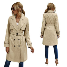 Knielanger Trenchcoat für Damen | Lässig – Khaki