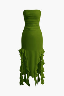 Sofia | Elegantes Bandeau-Maxikleid mit Volant-Details – Zeitlose Raffinesse – Grün
