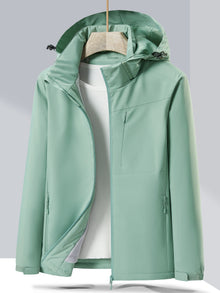 Wasserdichte elegante Fleece-Winterjacke mit Kapuze für Damen | Ideal für den Winter – Grün