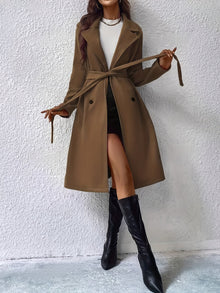 Stilvoller Trenchcoat mit Farbblock, Knopfdetail und maschinenwaschbarem Design für Damen | Perfekt für Casual Days – Kaffee