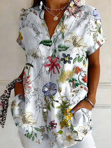Nabilah - Lässiges Kurzarm Oberteil Mit Blumenmuster – Weiß