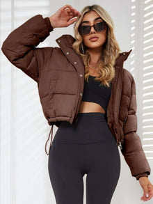 Kurze modische warme Winterjacke für Damen | Ideal für Winter – Kaffee
