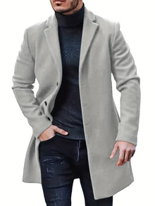 Warmer Knopf-Runter Mittellanger Trenchcoat Für Herren | Perfekt für den Alltagsgebrauch – Hellgrau