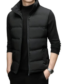 Wyatt | Schwarze Ärmellose Herren-Winter-Steppweste mit Reißverschluss – Schwarz