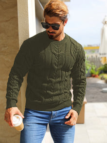 Bavon - Lässiger Gestreifter Pullover – Armeegrün