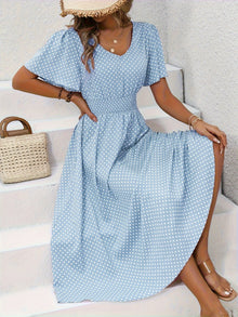 Gepunktetes Sommerkleid | Luftig & Feminin | Perfekt für sonnige Tage – Blau