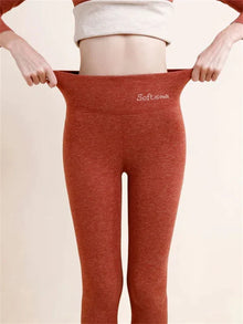 Evelyn's Fleece-gefütterte Schlankmachende Leggings – Ahorn Rot