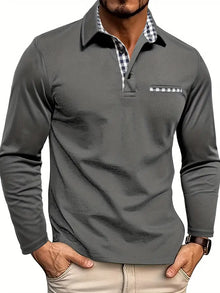 Kai | Lässiges Langarm-Poloshirt – Grau