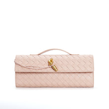 Geflochtene Damen Clutch aus Echtleder – Elegant & Vielseitig – Lotus Rosa
