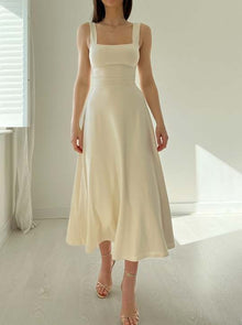 Mirelina™ – Damen Midikleid mit Breiten Trägern – Beige