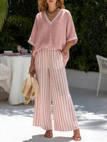 Ursuline - Atmungsaktives, zweiteiliges Set aus Leinenmischung – Pink