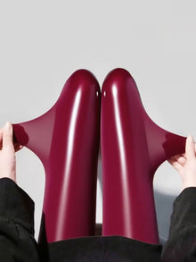 Bekah – Hochglänzende Stretch Strumpfhose Mit Fußteil – Burgund