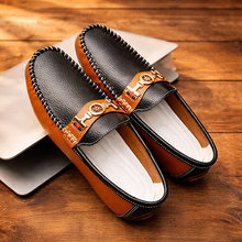 Stewart – Moderne Zweifarbige Leder Loafer – Schwarz