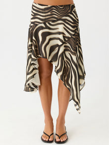 Damen Halbrock mit hoher Taille und asymmetrischem Schnitt – Zebrastreifen