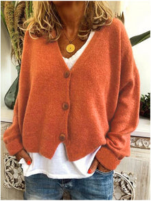 Gemütliche Damen Strickjacke | V-Ausschnitt – Orange
