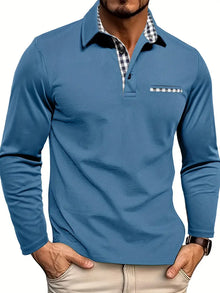 Van Laar – Poloshirt mit langen Ärmeln – Hellblau