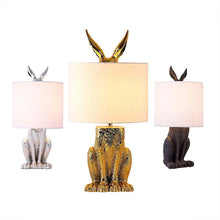Goldene Kaninchen Tischlampe – Originelle Designer-Leuchte mit Schirm – Schwarz
