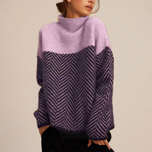 Strickpullover mit Muster | Hoher Kragen | Lässige Eleganz – Lila
