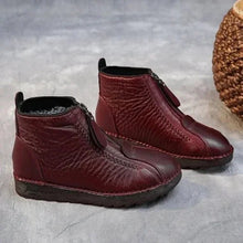 Clara | Damen Ankle Boots Rutschfeste Winterstiefeletten mit Reißverschluss – Rot