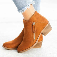 Katharina | Damen Ankle Boots Wildleder-Optik Niedriger Absatz Reißverschluss – Orange