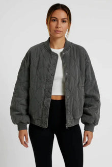 Damen Bomberjacke mit Steppmuster – Grau