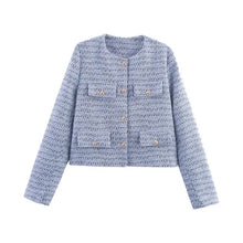 Damen Kurzjacke mit Knopfdetails und geradem Schnitt – Hellblau