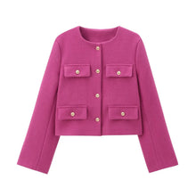 Damen Kurzjacke mit Knopfdetails und geradem Schnitt – Rosa