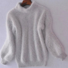 Johanna | Damen Flauschiger Rollkragenpullover mit hohem Kragen Oversized Strick – Grau