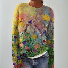 Sophie | Damen Floraler Knit Sweater Langarm Rundhals Pullover – Mehrfarbig