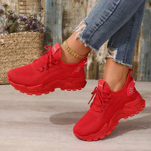 Damen Sneaker mit Strickdesign und verstärkter Sohle – Rot