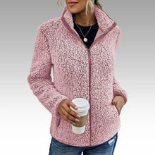 Damen Fleecejacke mit Reißverschluss und Stehkragen – Rosa