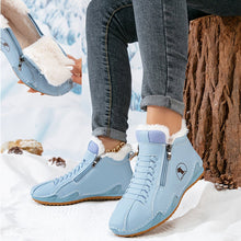 Elisabeth | Damen Gefütterte Ankle Boots Schnürstiefeletten Kunstfell Reißverschluss – Blau