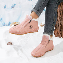 Elisabeth | Damen Gefütterte Ankle Boots Schnürstiefeletten Kunstfell Reißverschluss – Rosa