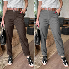 Damen gestreifte Pantalon mit lässigem Schnitt – Braun