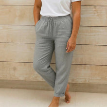 Damen Hose mit elastischem Bund und Kordelzug – Grau