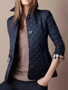 Elegante Damen Steppjacke mit Knopfverschluss – Marineblau